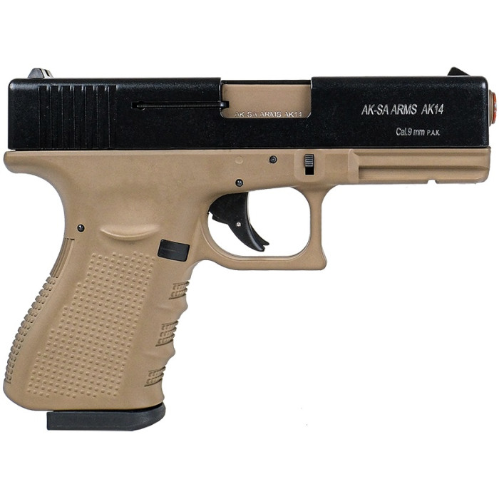 Пистолет сигнальный Aksa Arms AK14 CC-02 cal.9 PAK (Glock 17 Gen 3) Tan/Black (AK14 CC-02 Tan/Black)