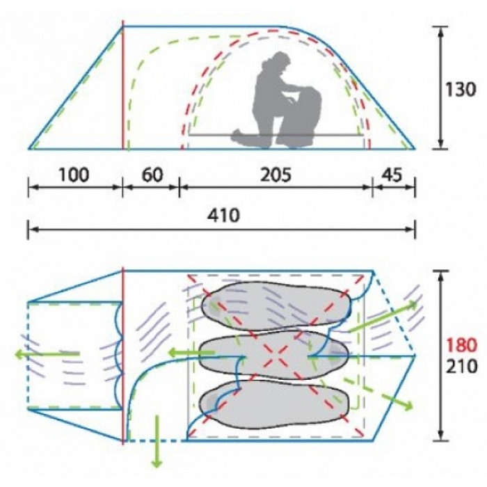 Палатка Alexika Tower 3 (ранее Zamok 3) green (9126.3101)
