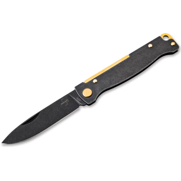 Нож складной Boker Plus Atlas Black Stonewash Brass (01BO859)