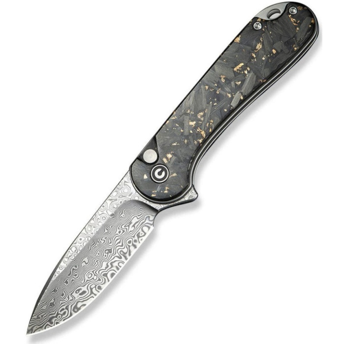 Ніж складаний Civivi Elementum II, (7.5 см) Damascus / Carbon Fiber & Resin (C18062P-10)