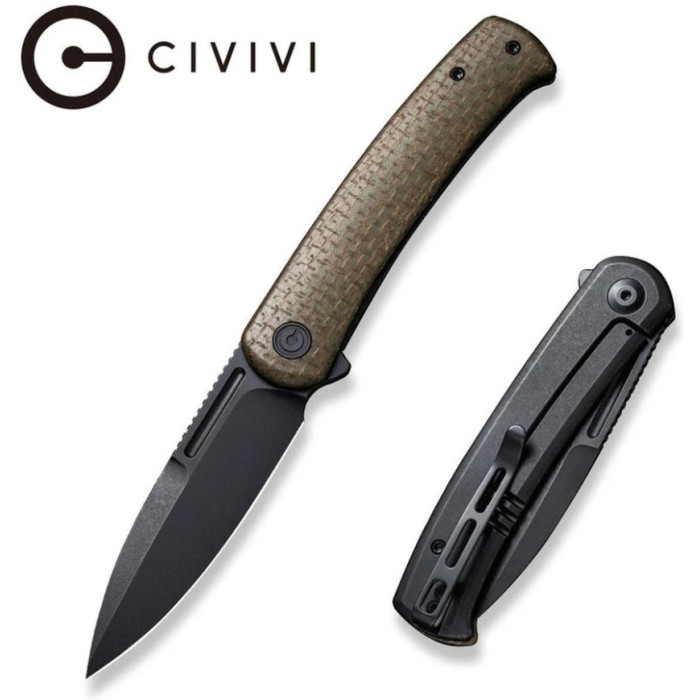 Ніж складаний Civivi Cetos, (8.8 см) 14C28N / Micarta & Stainless коричневий (C21025B-3)