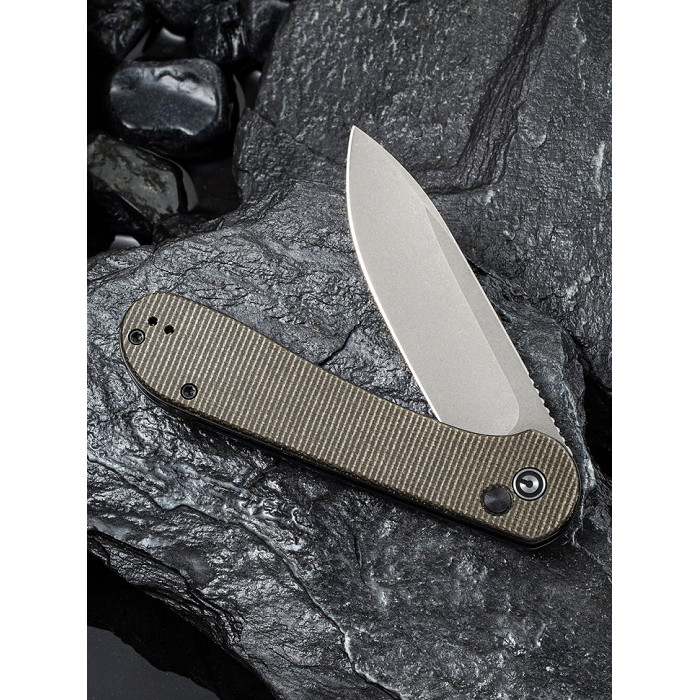 Ніж складаний Civivi Elementum Pocket, (8.9 см) 14C28N / Micarta сірий (C2103C)