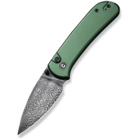 Ніж складаний Civivi Qubit, (7.6 см) Damascus / Aluminum темно-зелений (C22030E-DS1)