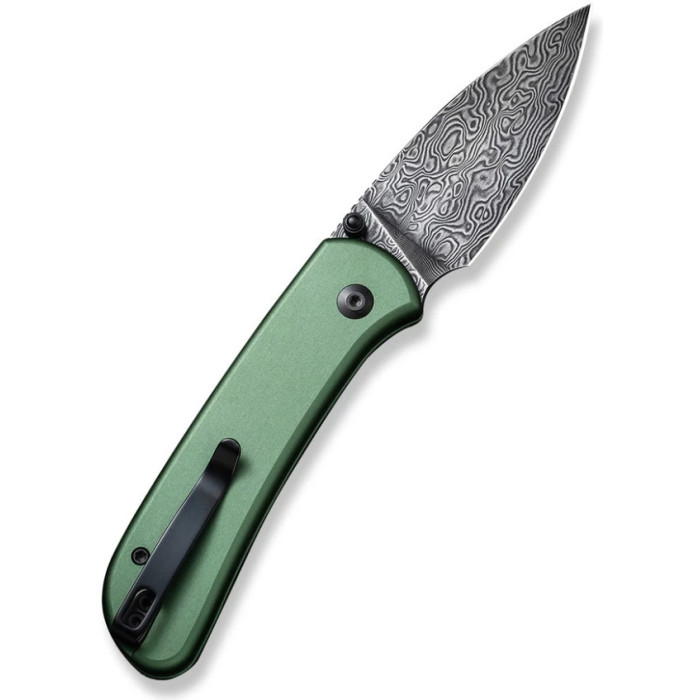 Ніж складаний Civivi Qubit, (7.6 см) Damascus / Aluminum темно-зелений (C22030E-DS1)