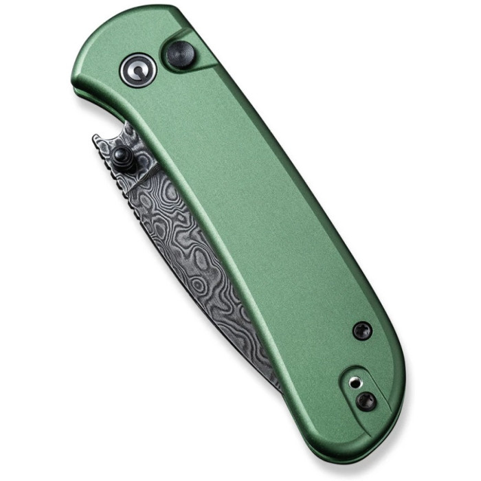 Ніж складаний Civivi Qubit, (7.6 см) Damascus / Aluminum темно-зелений (C22030E-DS1)