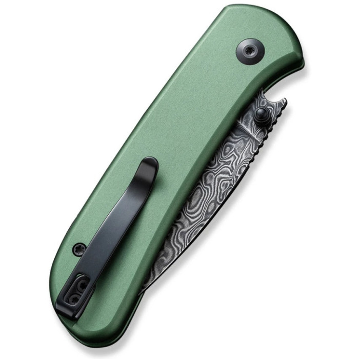 Ніж складаний Civivi Qubit, (7.6 см) Damascus / Aluminum темно-зелений (C22030E-DS1)