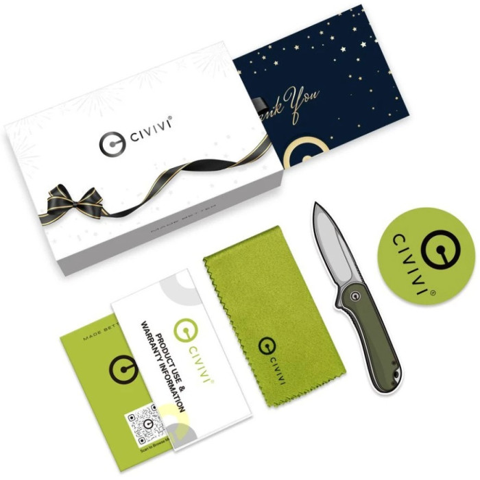 Комплект (ніж складаний, ручка) Civivi StellarQuill Pen & Button Lock Elementum II Knife Combo Gift Pack (C23049)