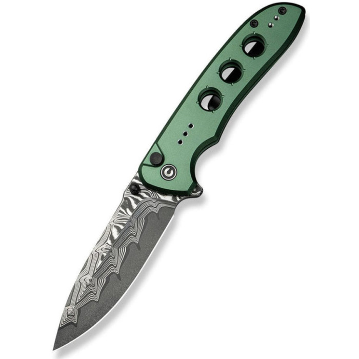 Ніж складаний Civivi Hyperpulse, (8.9 см) Damascus / Aluminum темно-зелений (C23087A-DS1)