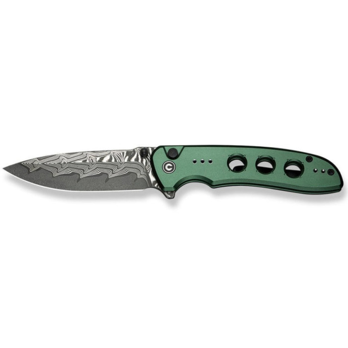 Ніж складаний Civivi Hyperpulse, (8.9 см) Damascus / Aluminum темно-зелений (C23087A-DS1)