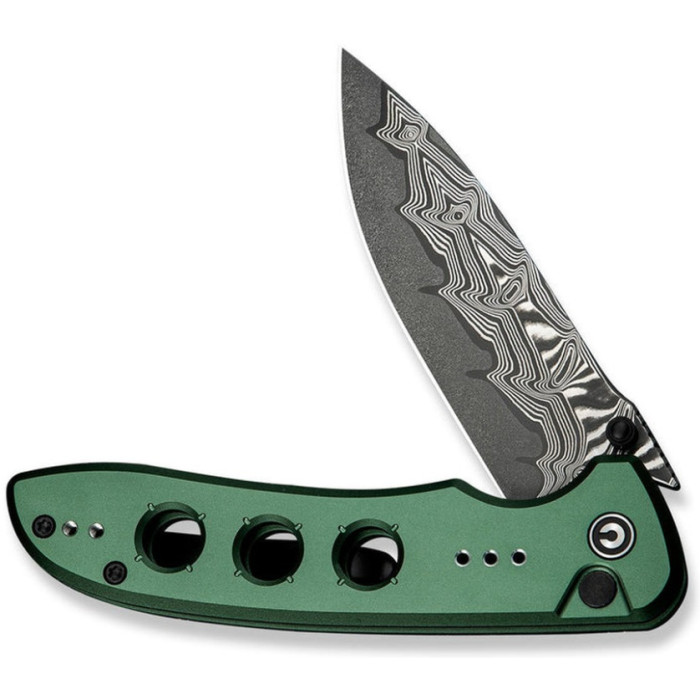 Ніж складаний Civivi Hyperpulse, (8.9 см) Damascus / Aluminum темно-зелений (C23087A-DS1)