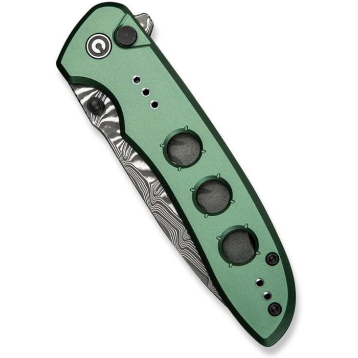 Ніж складаний Civivi Hyperpulse, (8.9 см) Damascus / Aluminum темно-зелений (C23087A-DS1)