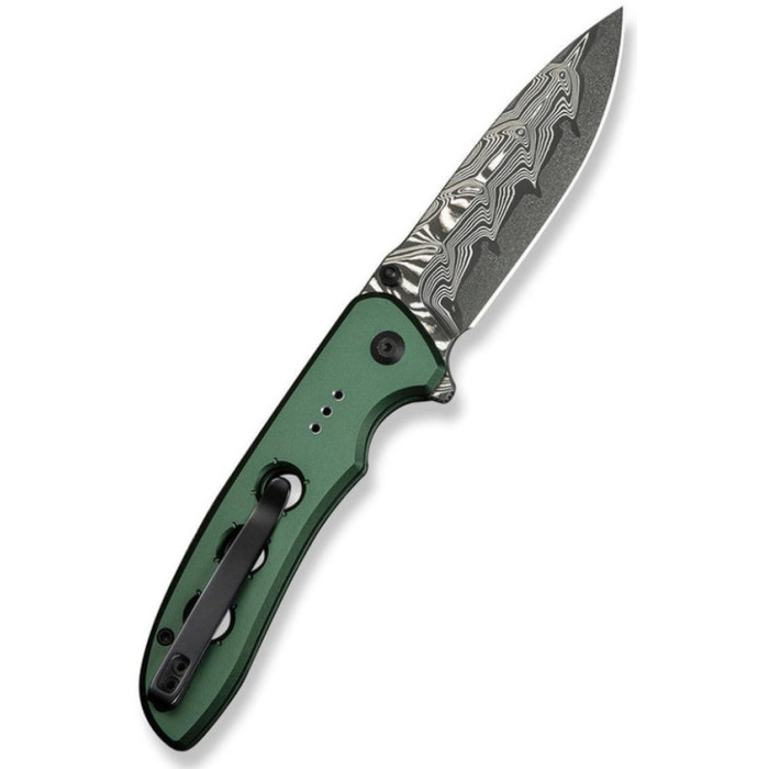 Ніж складаний Civivi Hyperpulse, (8.9 см) Damascus / Aluminum темно-зелений (C23087A-DS1)