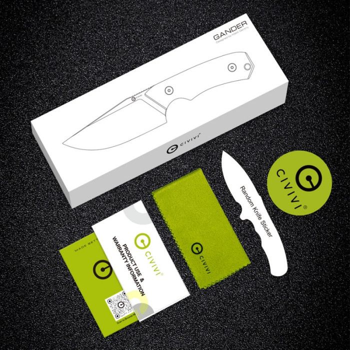 Ніж Civivi Gander, (9.2 см) 14C28N / Micarta чорний (C24058B-2)