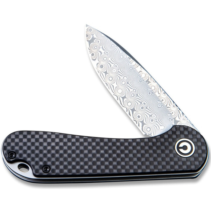 Нож складной Civivi Elementum, (7.5 см) Damascus / Carbon Fiber & G10 (C907DS)