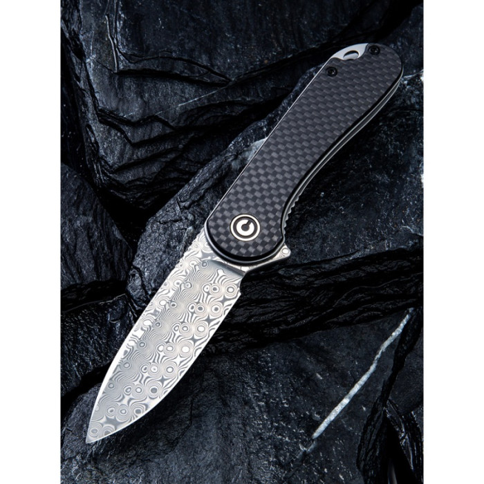 Нож складной Civivi Elementum, (7.5 см) Damascus / Carbon Fiber & G10 (C907DS)