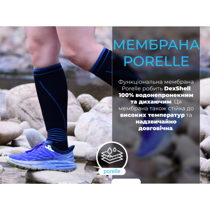Носки водонепроницаемые DexShell Longlite Socks 2.0, голубые полоски (DS72506JBB)