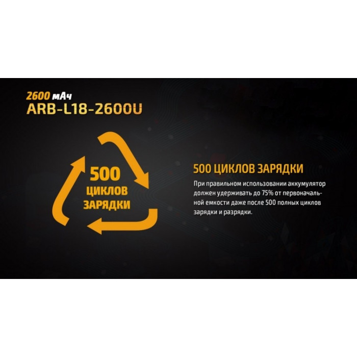Аккумулятор 18650 Fenix ARB-L18-2600U - 2600 mAh (ARB-L18-2600U)