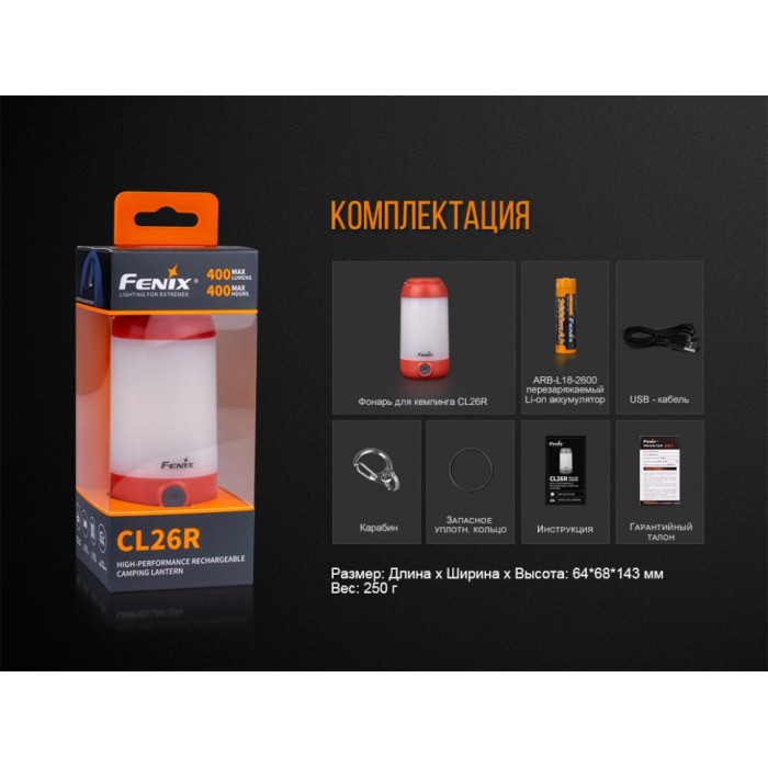 Ліхтар кемпінговий Fenix CL26 Black (CL26Rb)