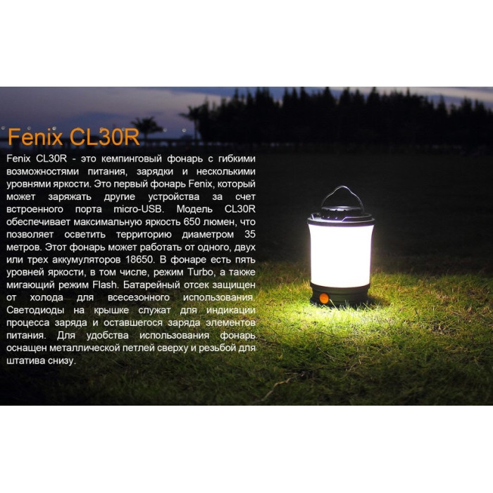 Ліхтар кемпінговий Fenix CL30R Black (CL30R)