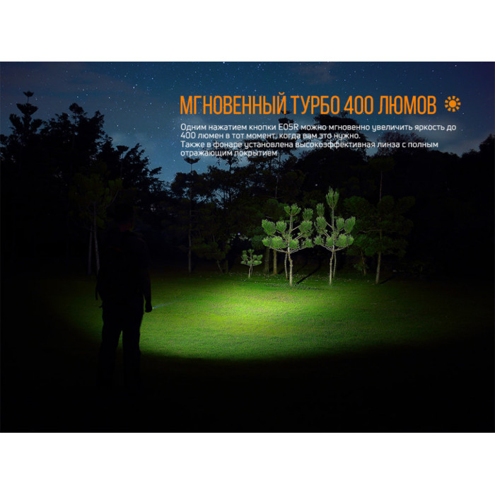 Фонарь ручной Fenix E05R Green - XP-G2 G3, ANSI 400 lm, Li-Po (E05Rgr)