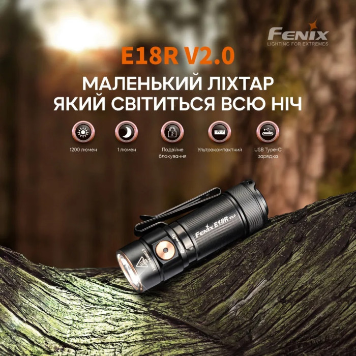 Ліхтар ручний Fenix E18R V2.0 (E18RV20)