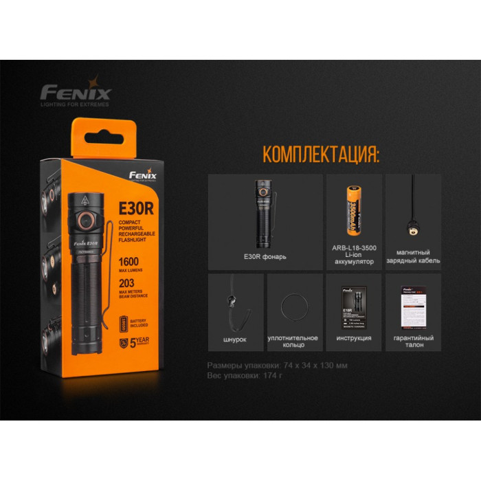 Ліхтар ручний Fenix E30R - LUMINUS SST40 LED (E30R)