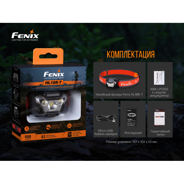 Налобний ліхтар Fenix HL18R-T - CREE XP-G3 S3, EVERLIGHT 2835 (HL18RT)