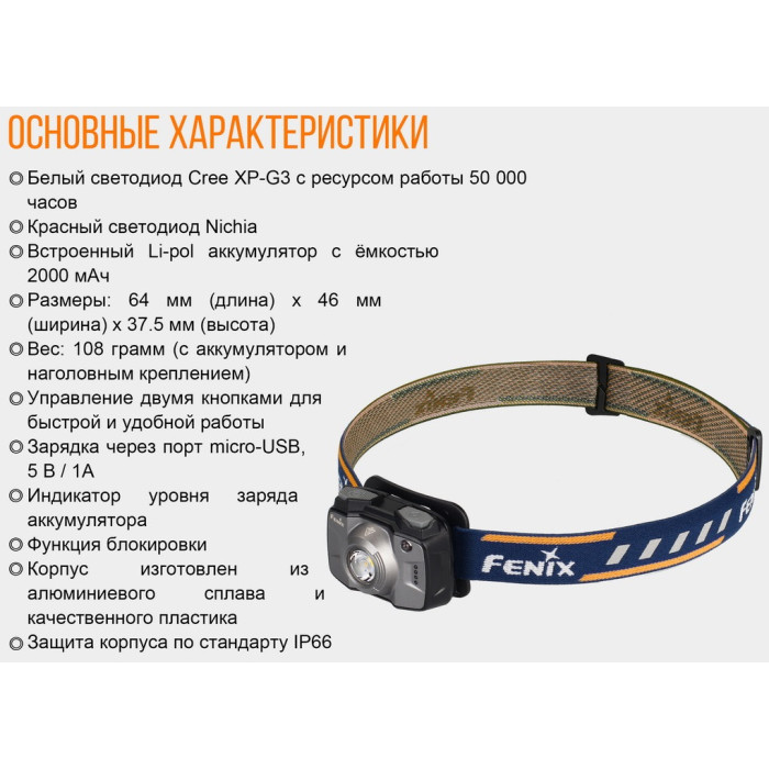 Налобний ліхтар Fenix HL32R Blue - Cree XP-G3 (HL32Rb)