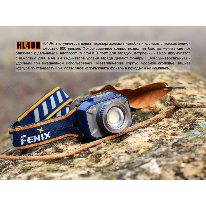 Налобний ліхтар Fenix HL40R Blue - Cree XP-L HI V2 (HL40RBL)