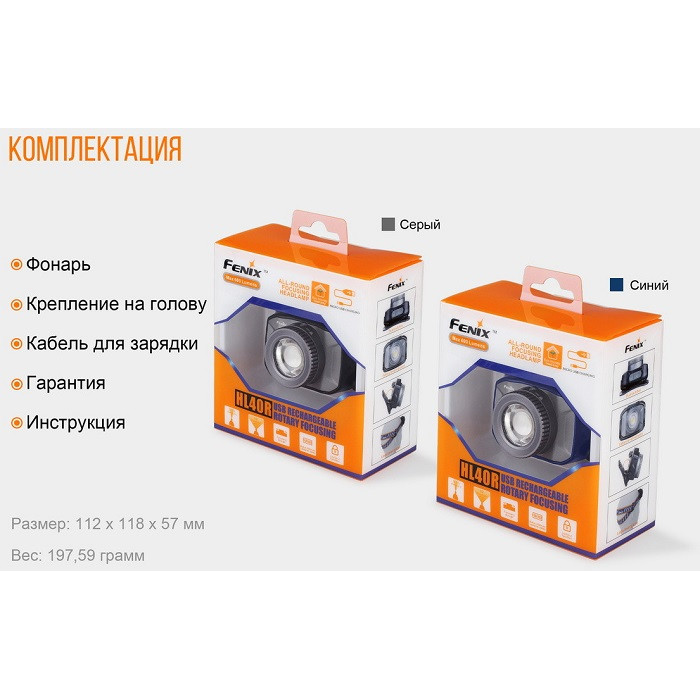 Налобний ліхтар Fenix HL40R Blue - Cree XP-L HI V2 (HL40RBL)