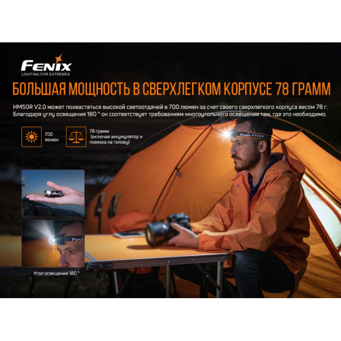 Налобный фонарь Fenix HM50R V2.0 - XP-G S4, ANSI 700 lm (HM50RV20)