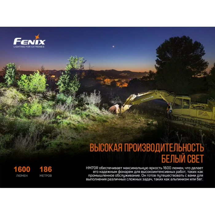 Налобный фонарь Fenix HM70R - LUMINUS SST40, ANSI 1600 lm, 21700 (HM70R)