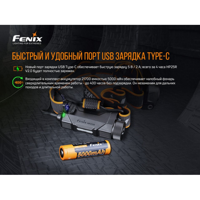 Налобный фонарь Fenix HP25R V2.0 - LUMINUS SST40, ANSI 2000 lm (HP25RV20)