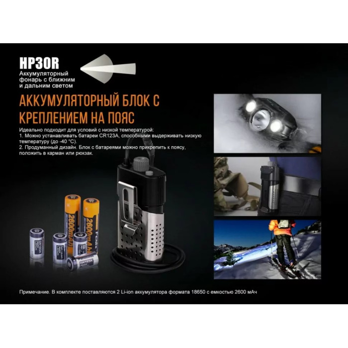 Налобний ліхтар Fenix HP30R Black - Cree XM-L2, XP-G2 (R5) (HP30Rblack)