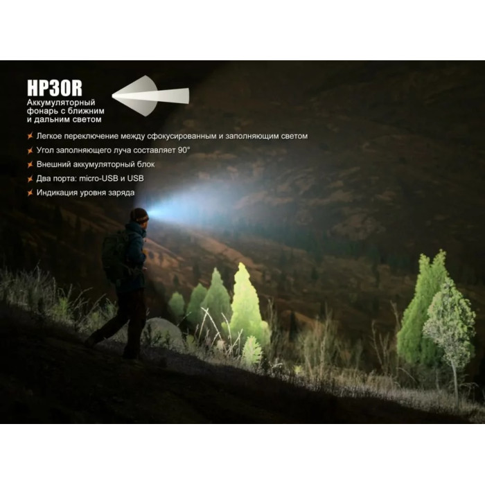 Налобний ліхтар Fenix HP30R Black - Cree XM-L2, XP-G2 (R5) (HP30Rblack)