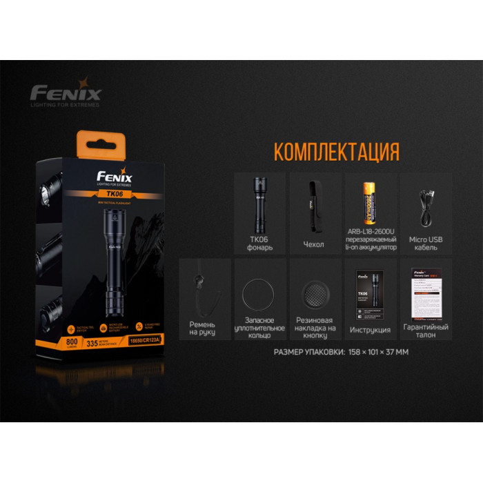 Ліхтар ручний Fenix TK06 Luminus SST20 L4 (TK06)