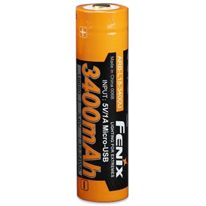 Аккумулятор 18650 Fenix ARB-L18 - 3400mAh micro usb зарядка (ARB-L18-3400U)