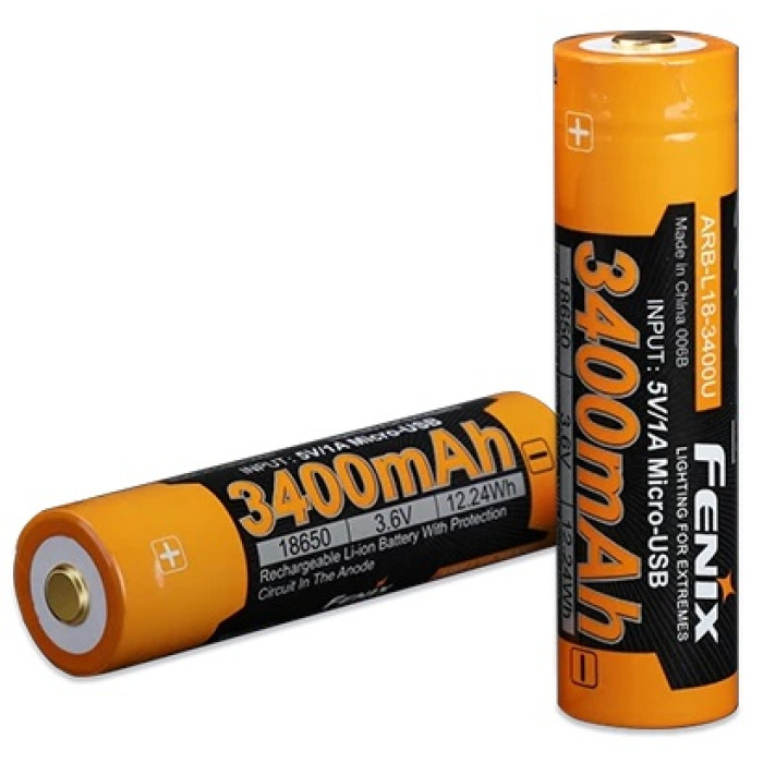 Аккумулятор 18650 Fenix ARB-L18 - 3400mAh micro usb зарядка (ARB-L18-3400U)