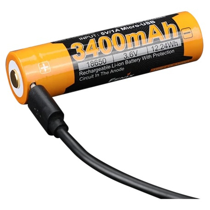Аккумулятор 18650 Fenix ARB-L18 - 3400mAh micro usb зарядка (ARB-L18-3400U)