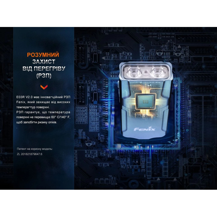 Фонарь наключный Fenix E03R V2.0 Grey (E03RV20GR)