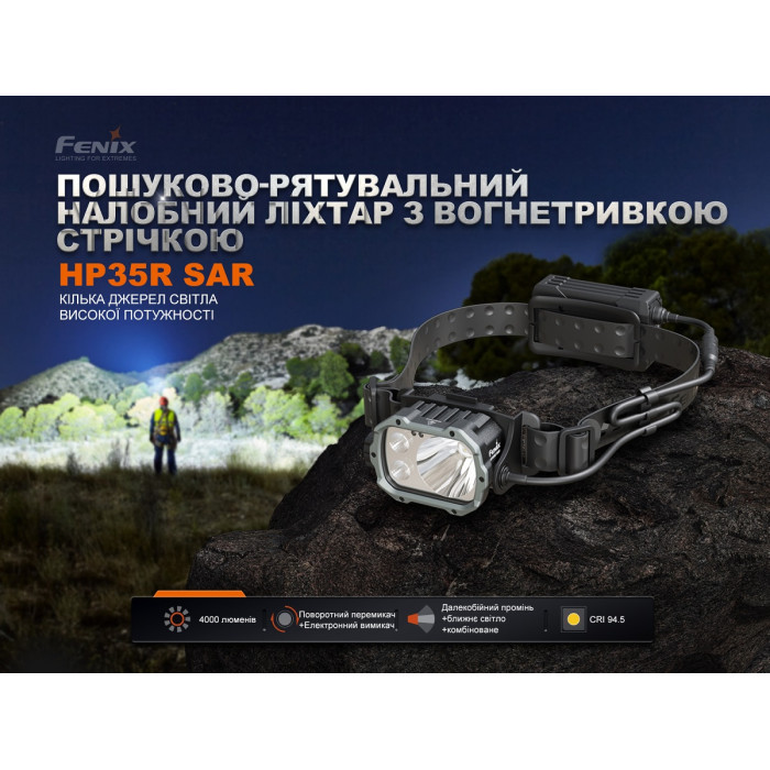 Налобный фонарь Fenix HP35R SAR с огнеупорной повязкой (HP35RSAR)