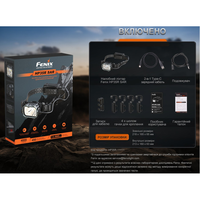 Налобный фонарь Fenix HP35R SAR с огнеупорной повязкой (HP35RSAR)