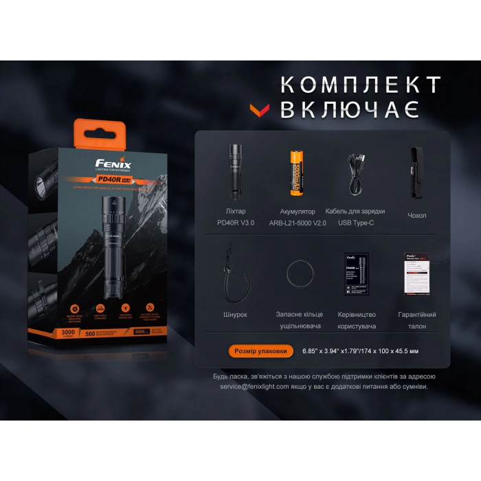 Ліхтар ручний Fenix PD40R V3.0 (PD40RV30)