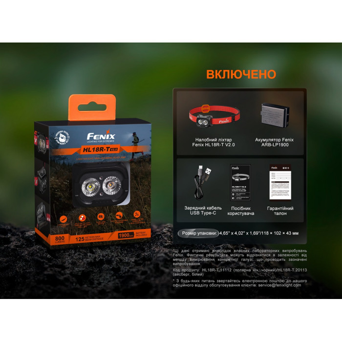 Налобный фонарь Fenix HL18R-T V2.0 Black (HL18RT20BL)