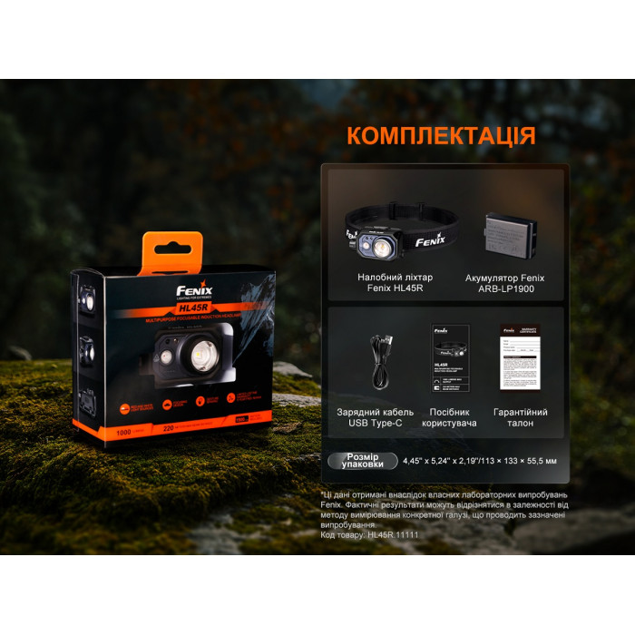 Налобный фонарь с бесконтактным датчиком Fenix HL45R LED (HL45RLED)