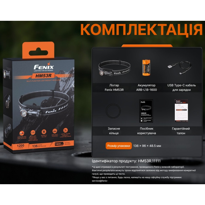 Налобний ліхтар Fenix HM53R, Black (HM53R)