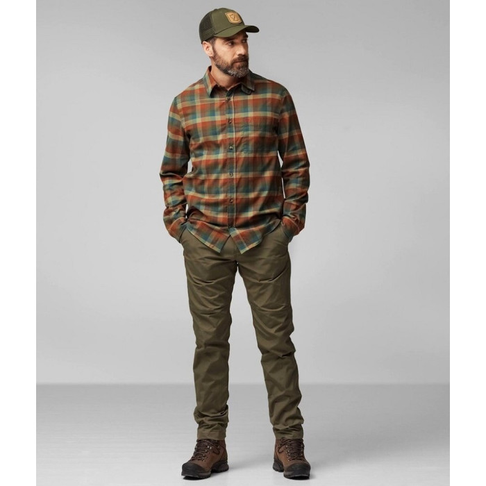 Рубашка мужская Fjallraven Lappland Stretch Flannel Shirt M, Laurel Green/Autumn Leaf (12600195.625-215)