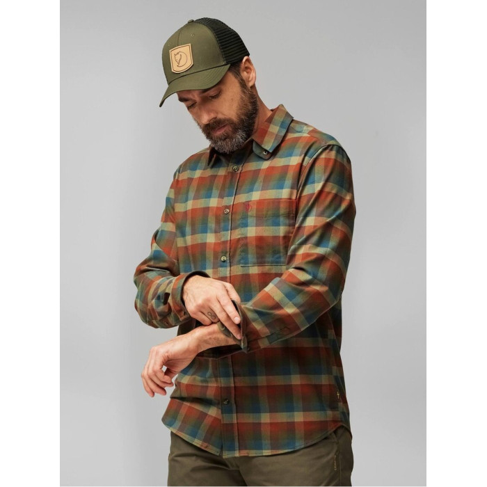 Рубашка мужская Fjallraven Lappland Stretch Flannel Shirt M, Laurel Green/Autumn Leaf (12600195.625-215)