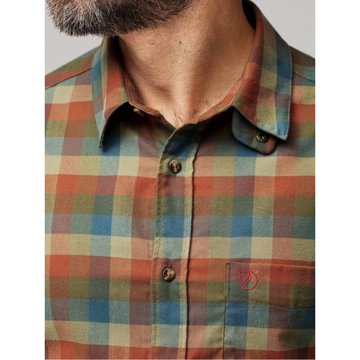 Рубашка мужская Fjallraven Lappland Stretch Flannel Shirt M, Laurel Green/Autumn Leaf (12600195.625-215)