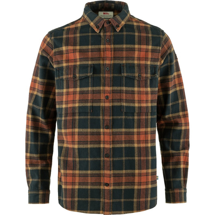 Рубашка мужская Fjallraven Ovik Twill Shirt, Autumn Leaf/Dark Navy (81478.215-555)